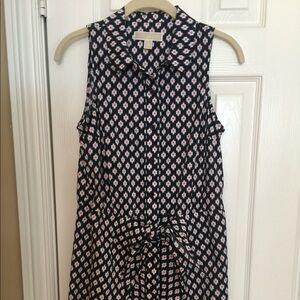 KORS Michael Kors Navy and White Midi Dress